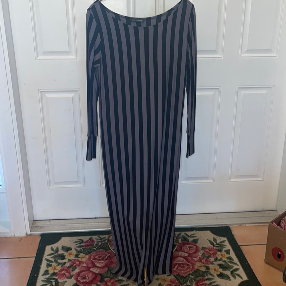 MATTI MAMANE long sleeve striped hi lo dress